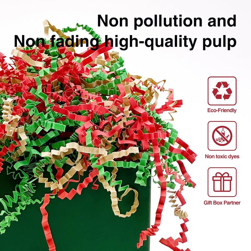 Corlcol 1LB Crinkle Cut Paper Shred Filler for Gift Box Bag and Basket On Holidays (Christmas color) - Image 3